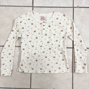 cream and floral waffle knit henley longsleeve